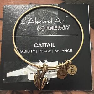 Alex and Ani Gold Cattail Charm Bracelet